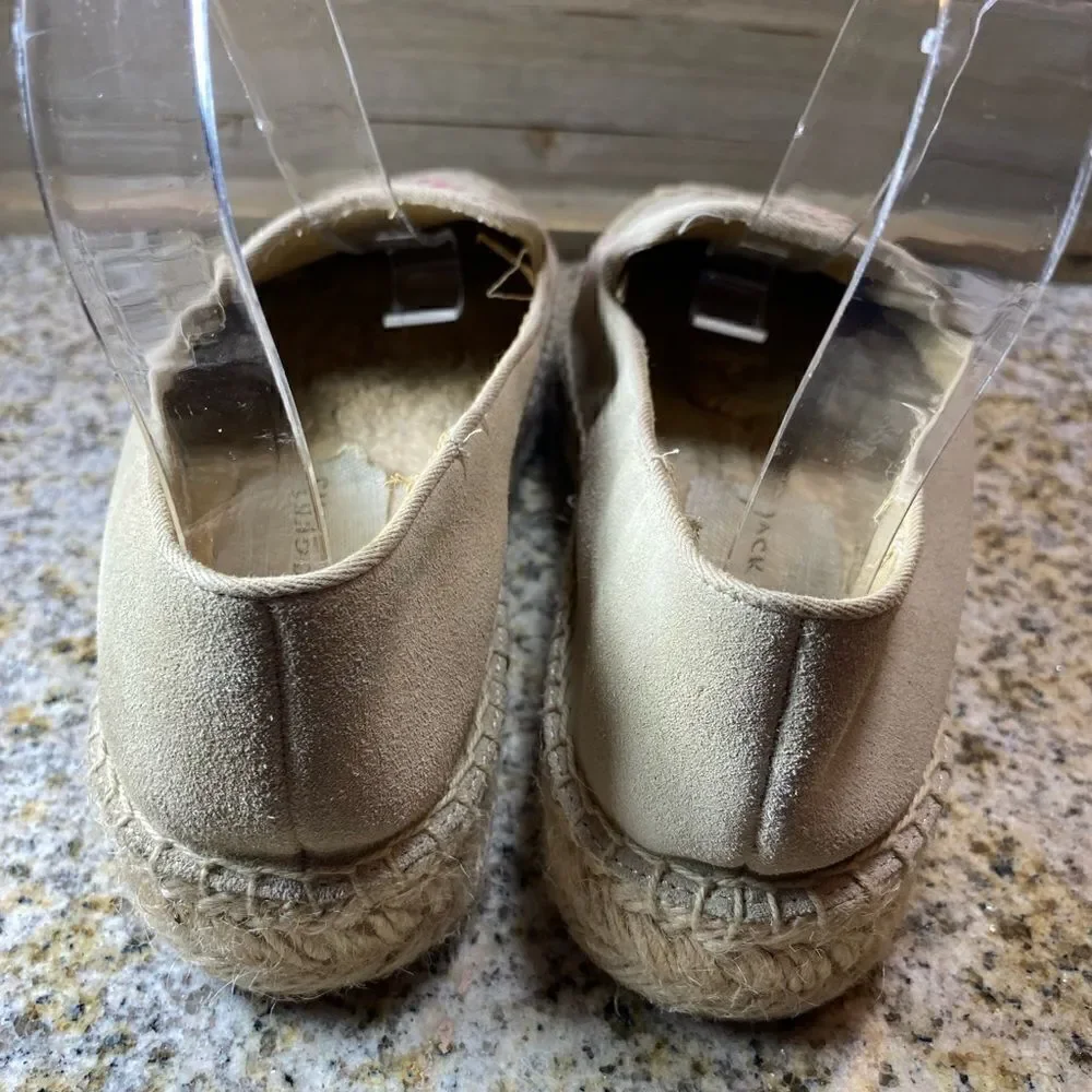 ✅Jack Rogers Tan Suede Patterned Details Espadrilles